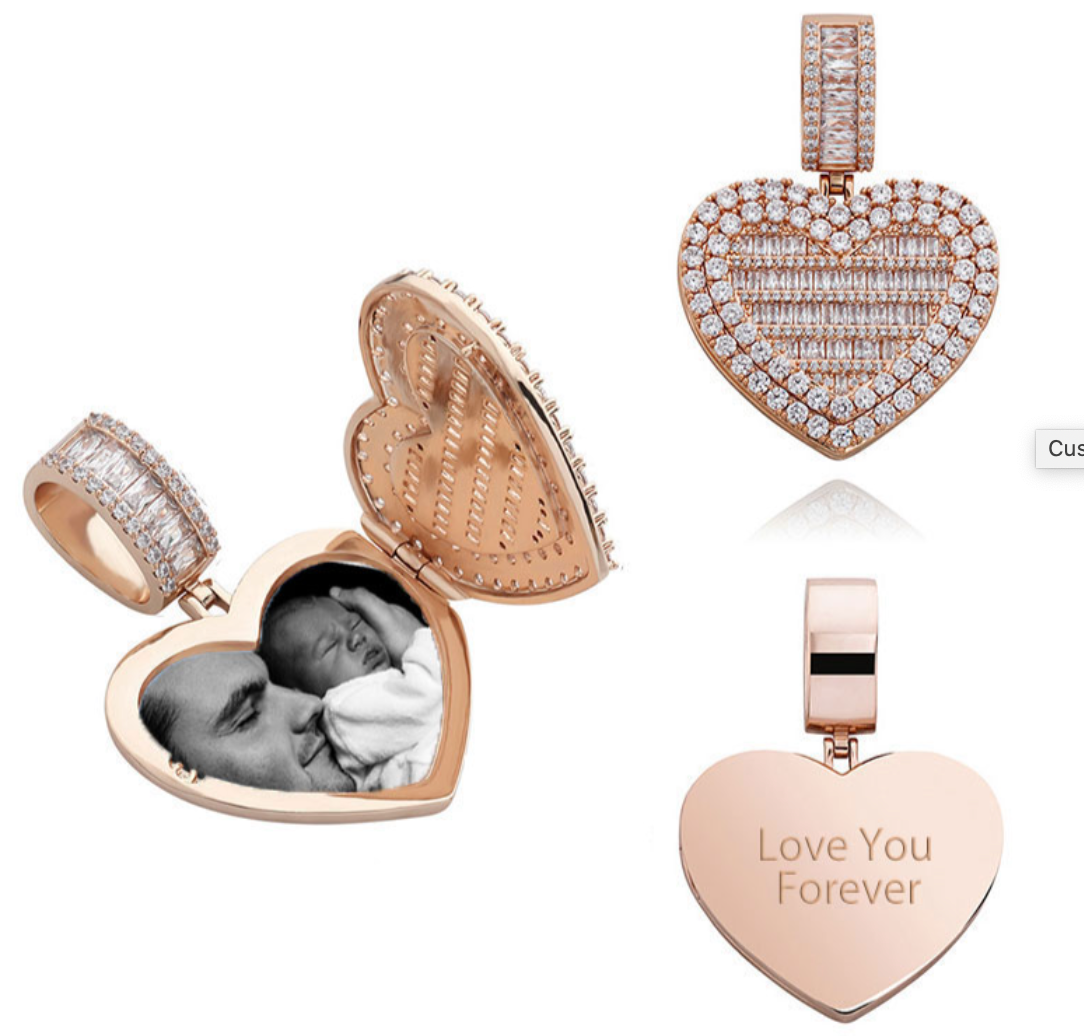 LUXIIVA® LOCKET HEART CUSTOM PICTURE PENDANT