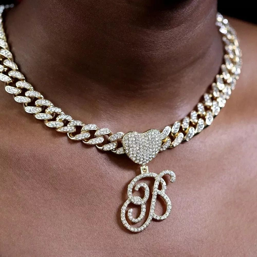 LUXIIVA Cursive Heart Initial Pendant - additional view 18 of necklace