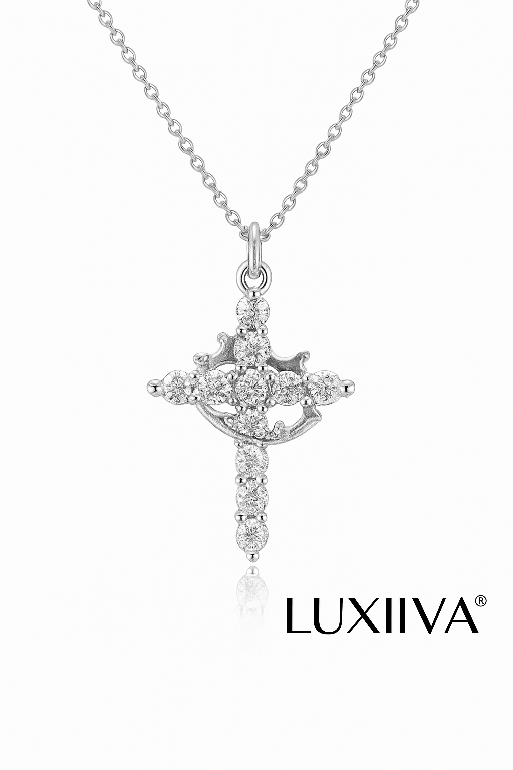 LUXIIVA® SPARKLING CROWN CROSS NECKLACE (Ready to Ship)