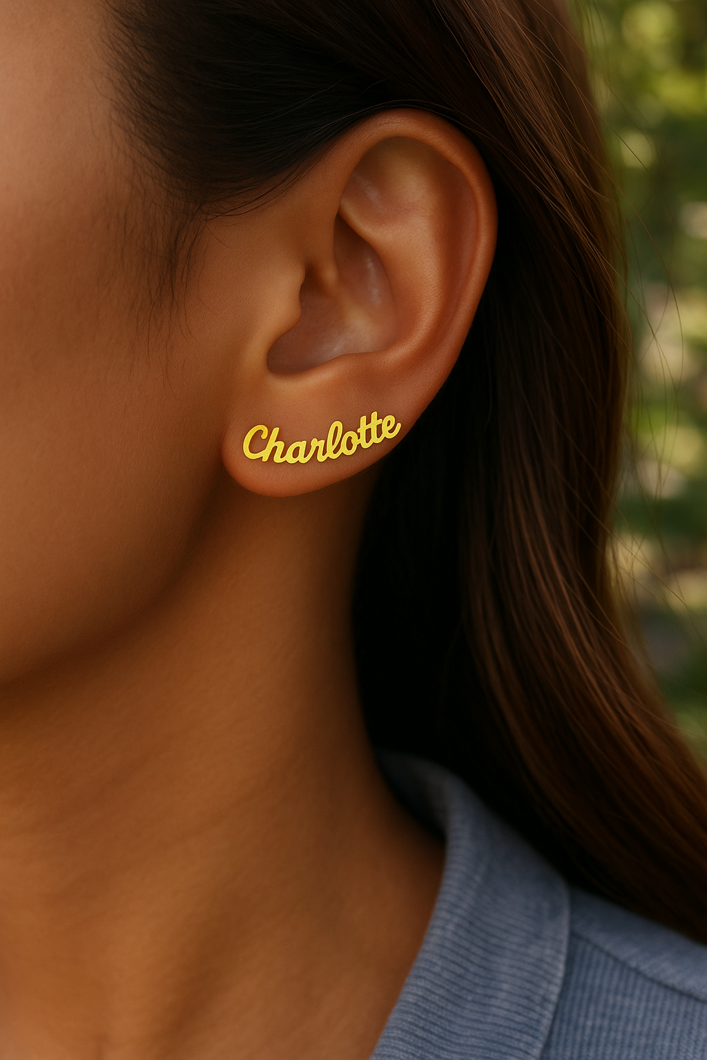 LUXIIVA® CUSTOM CURSIVE NAME STUD EARRINGS