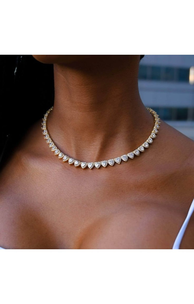 LUXIIVA® LAILA HEARTS CHARM CZ NECKLACE(Ready to Ship)