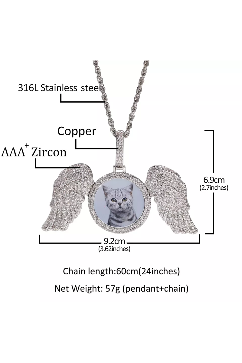 LUXIIVA® ANGEL POWER-WINGS CUSTOM PICTURE PENDANT