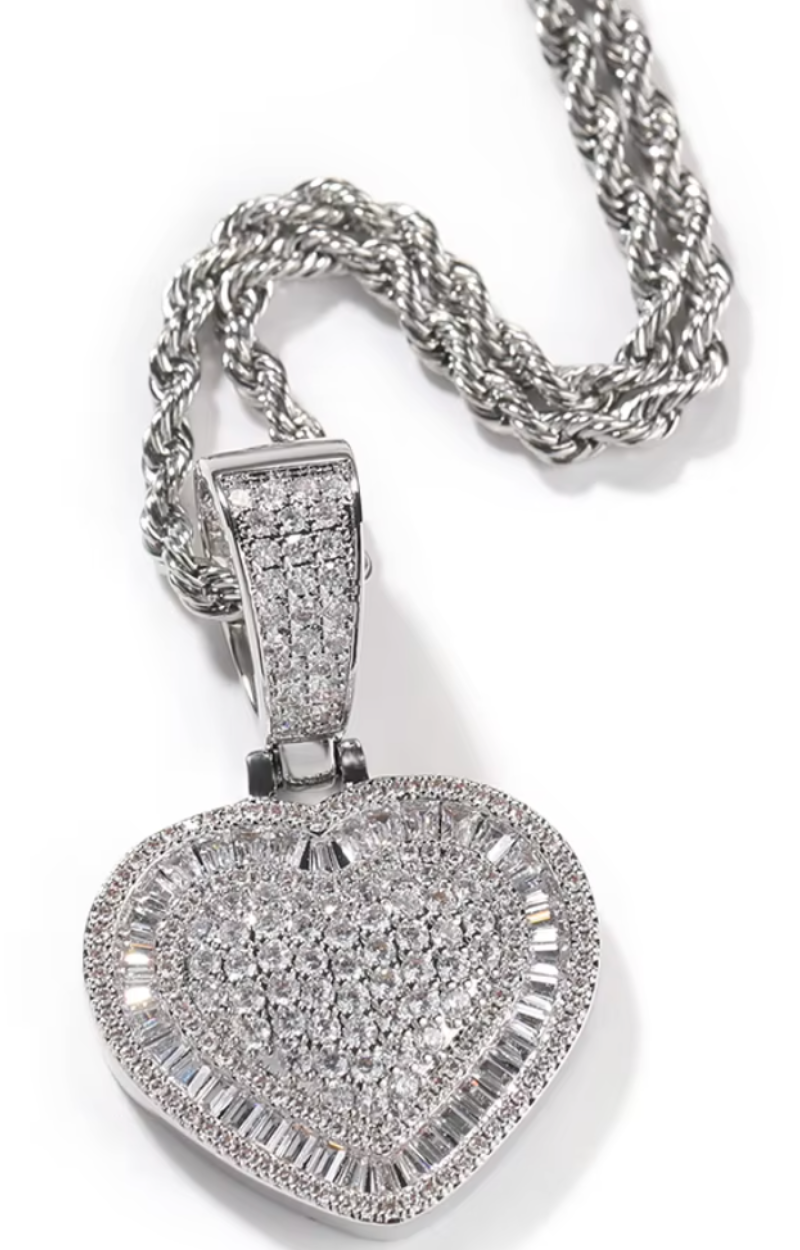 LUXIIVA® ICY BAGUETTE HEART PENDANT(Ready to Ship)