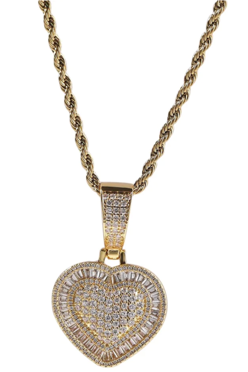 LUXIIVA® ICY BAGUETTE HEART PENDANT(Ready to Ship)