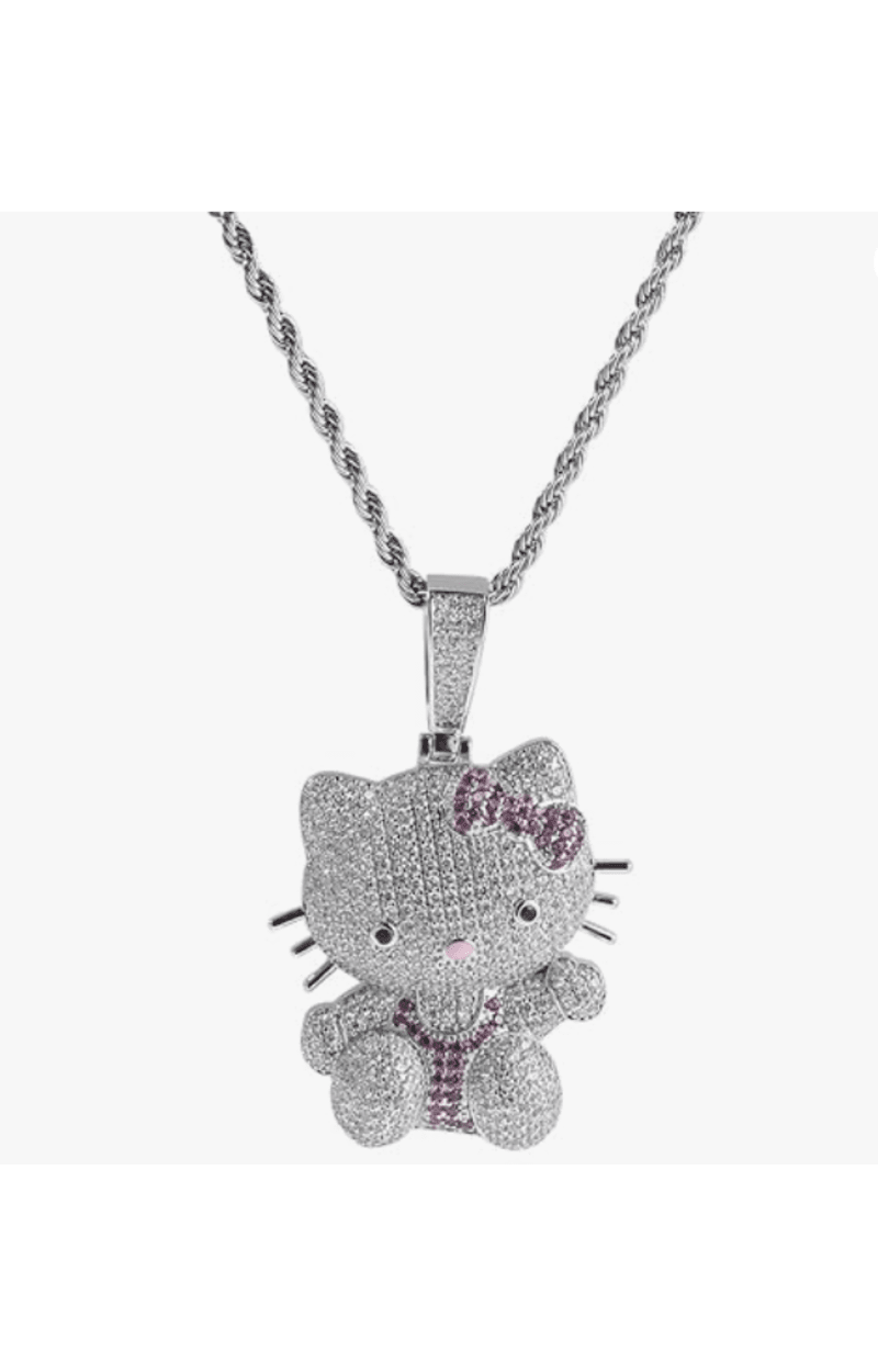 LUXIIVA Kitty Charm Pendant - side angle highlighting necklace design