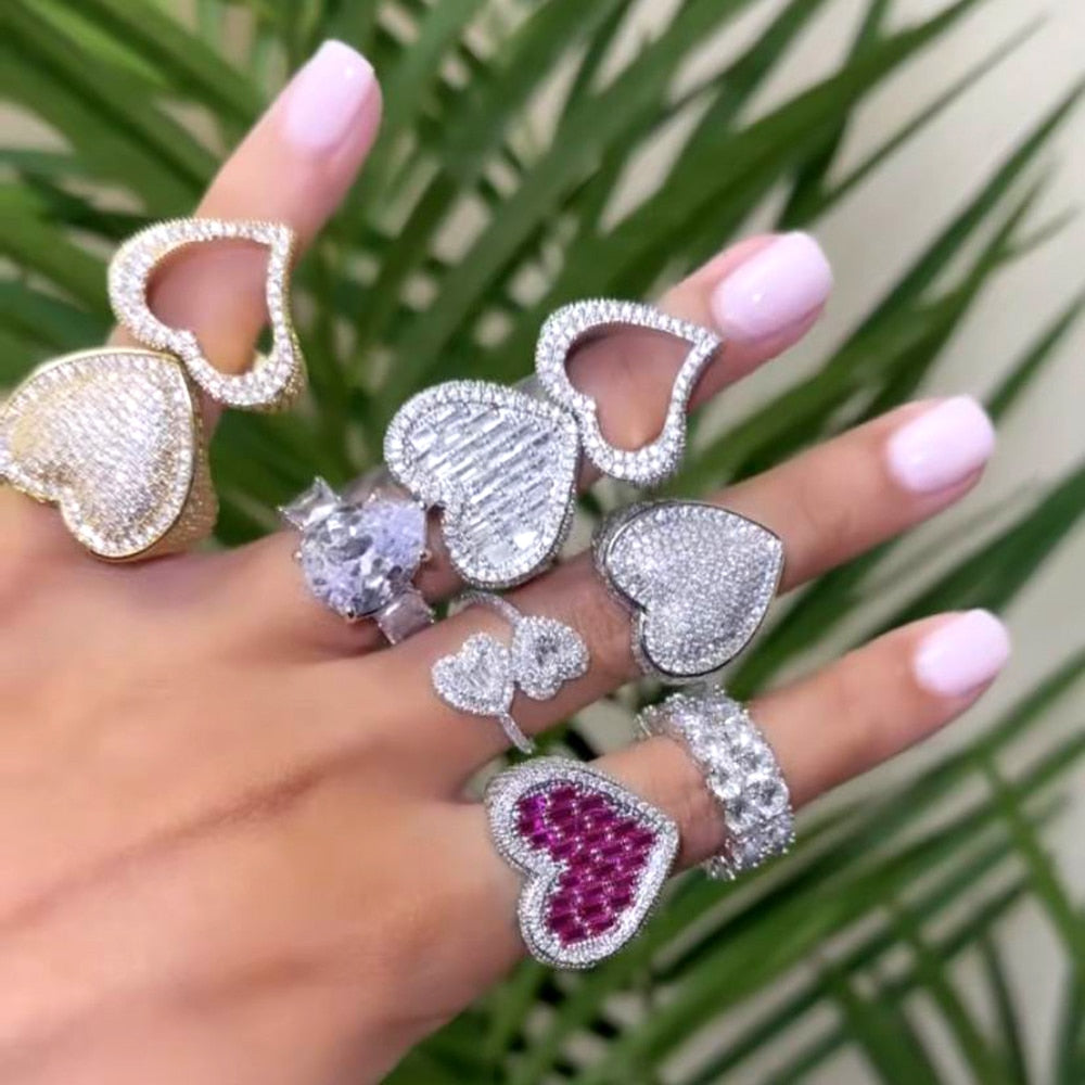 SOPHIA HOLLOW HEART CZ RING(Ready to Ship)
