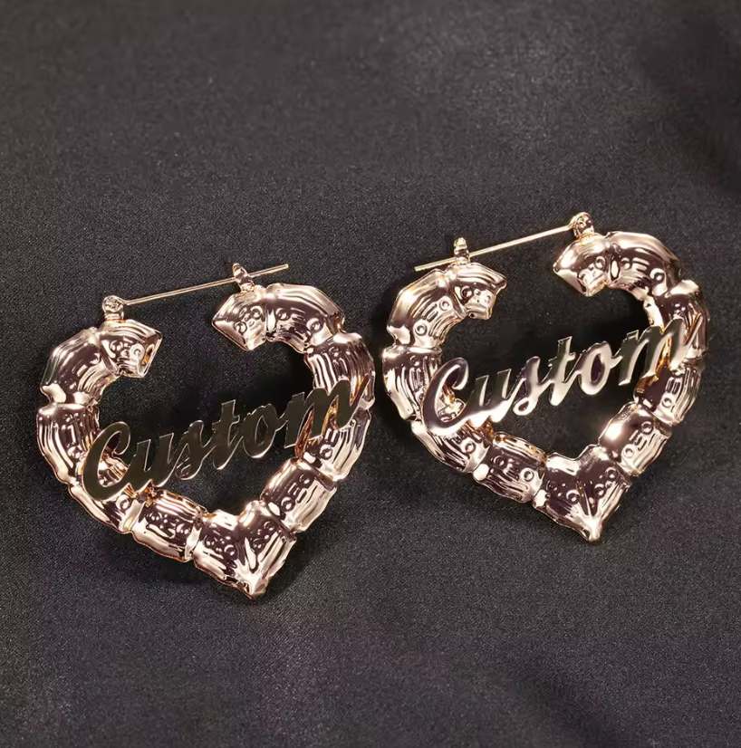 LUXIIVA® HEART BAMBOO  HEARTS EARRINGS