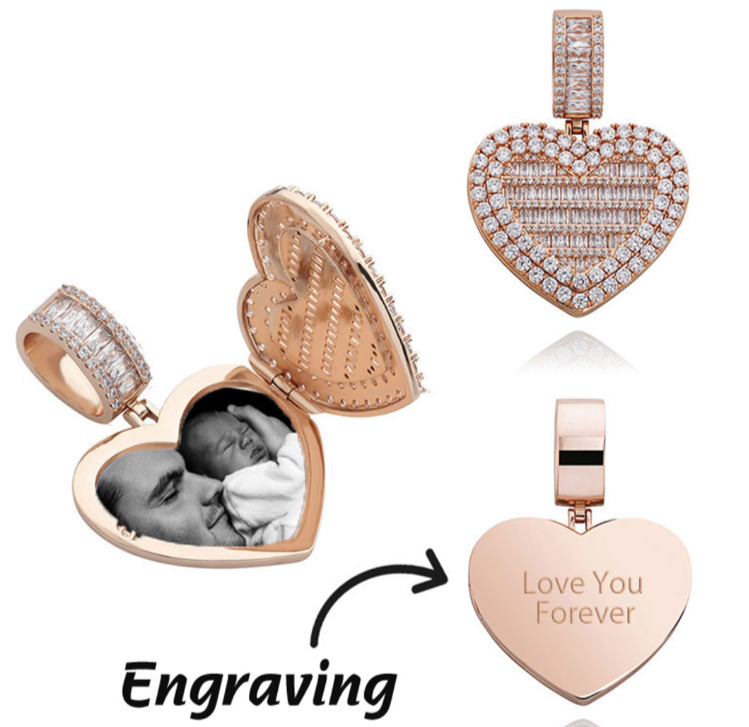LUXIIVA® LOCKET HEART CUSTOM PICTURE PENDANT