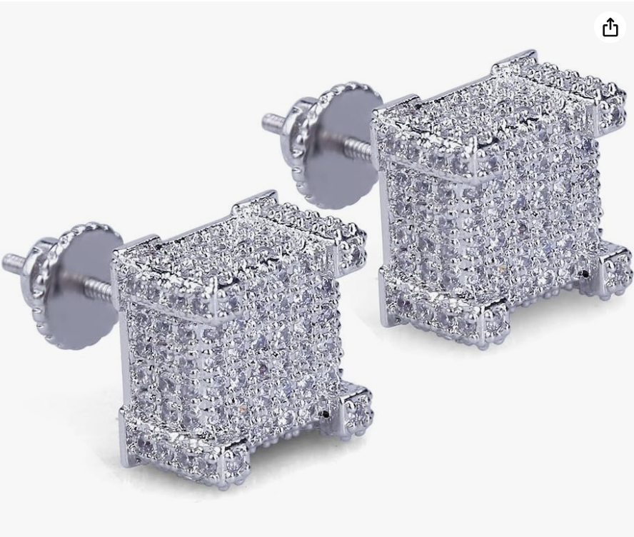 925 STERLING SILVER SQUARE SCREW EARRINGS(Ready to Ship)