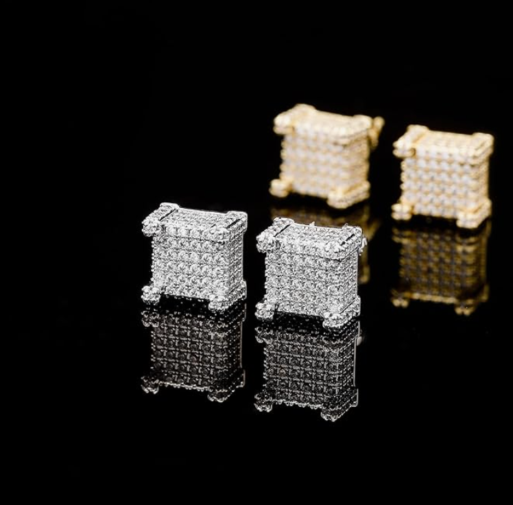 925 STERLING SILVER SQUARE SCREW EARRINGS(Ready to Ship)