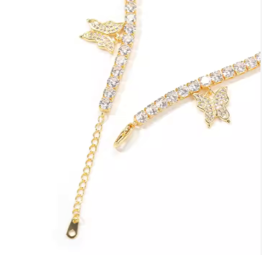 LUXIIVA® TENNIS CHAIN BUTTERFLY ANKLET (Ready to Ship)