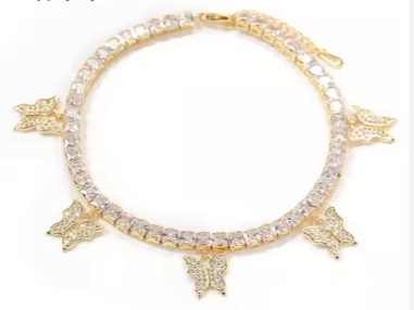 LUXIIVA® TENNIS CHAIN BUTTERFLY ANKLET (Ready to Ship)