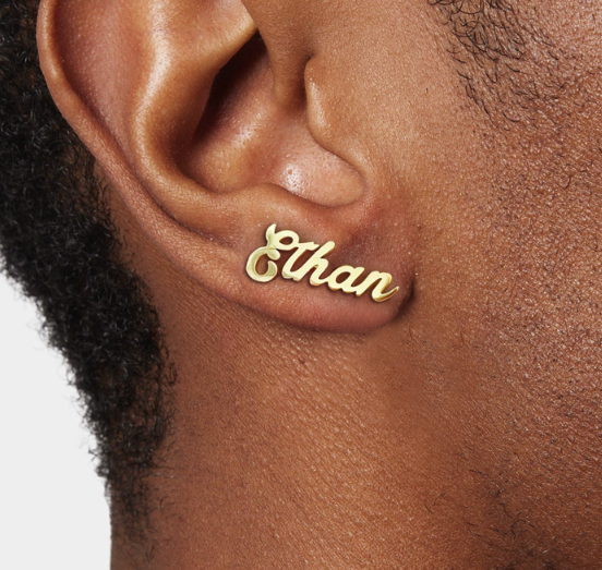 LUXIIVA® CUSTOM CURSIVE NAME STUD EARRINGS