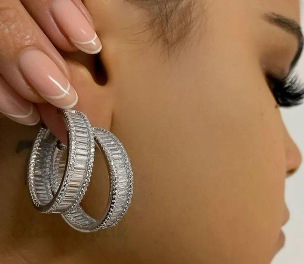 LUXIIVA® CZ HOOP HUGGIE EARRING (Ready to Ship)