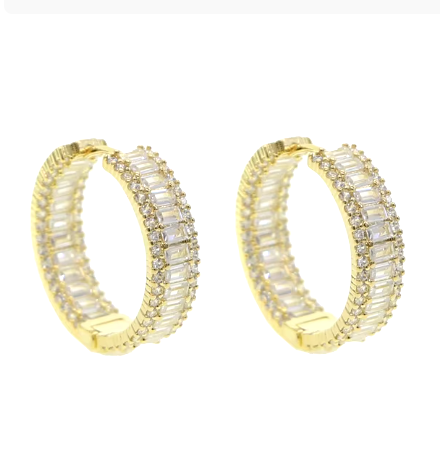 LUXIIVA® CZ HOOP HUGGIE EARRING (Ready to Ship)