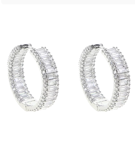 LUXIIVA® CZ HOOP HUGGIE EARRING (Ready to Ship)