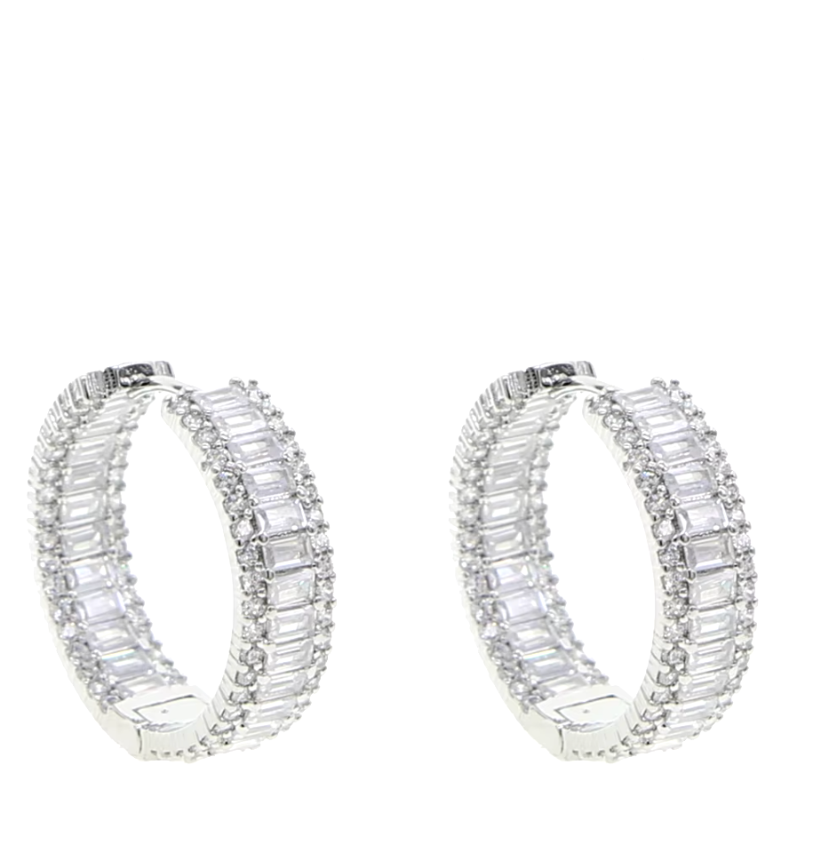 LUXIIVA® CZ HOOP HUGGIE EARRING (Ready to Ship)