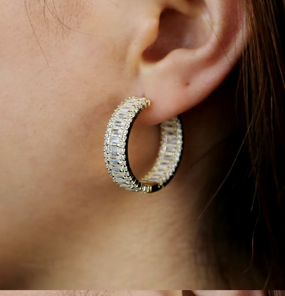 LUXIIVA® CZ HOOP HUGGIE EARRING (Ready to Ship)