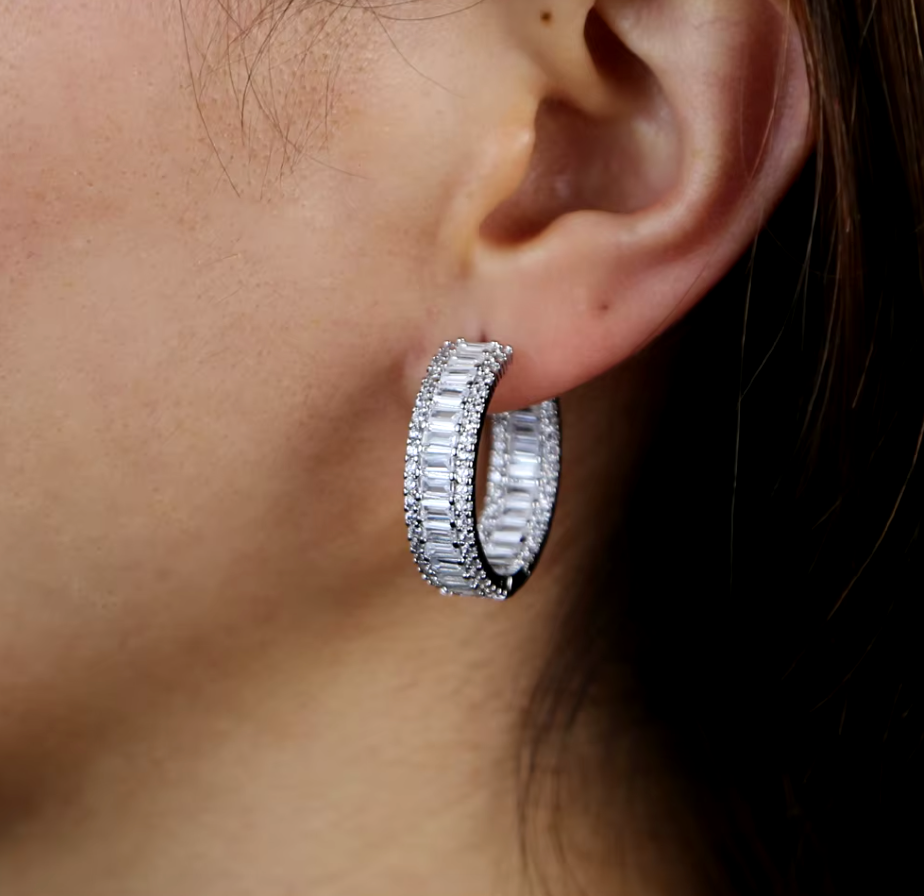 LUXIIVA® CZ HOOP HUGGIE EARRING (Ready to Ship)