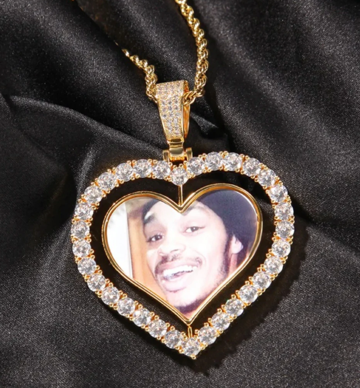 LUXIIVA Heart Double Sided Custom Picture Pendant - additional view 11 of necklace