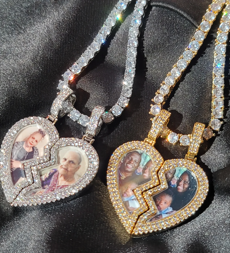 LUXIIVA Broken Heart Custom Picture Pendant - additional view 11 of necklace
