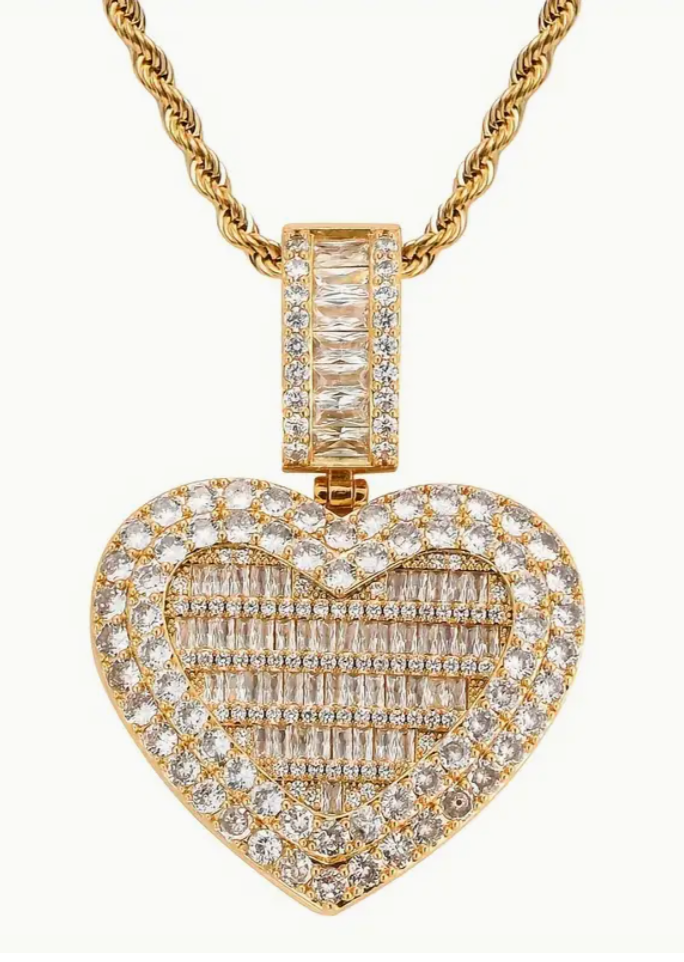 LUXIIVA® BAGUETTE HEART PENDANT(Ready to Ship)