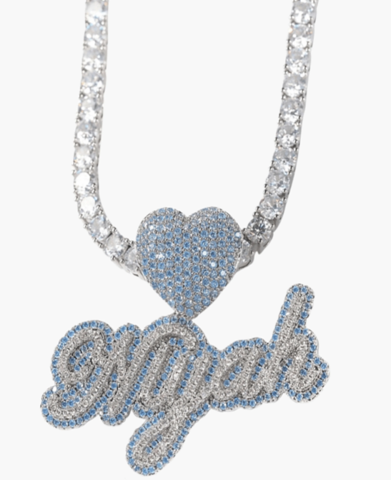 LUXIIVA Solae Cz Name Necklace - lifestyle shot showing how to wear