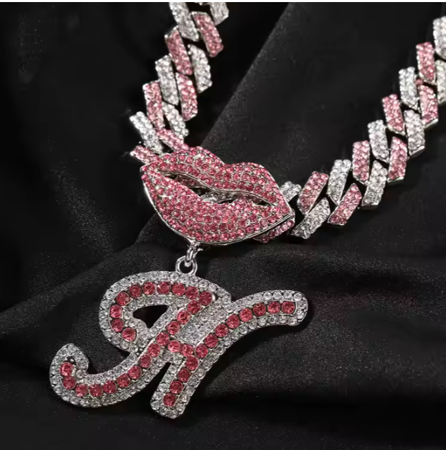 LUXIIVA® PINK LIPS INITIAL PENDANT(Ready to Ship)