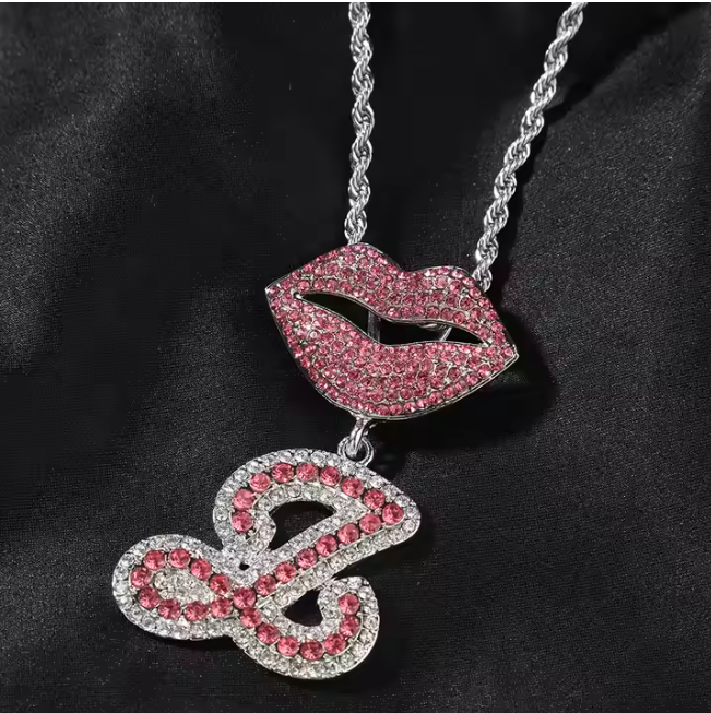 LUXIIVA® PINK LIPS INITIAL PENDANT(Ready to Ship)