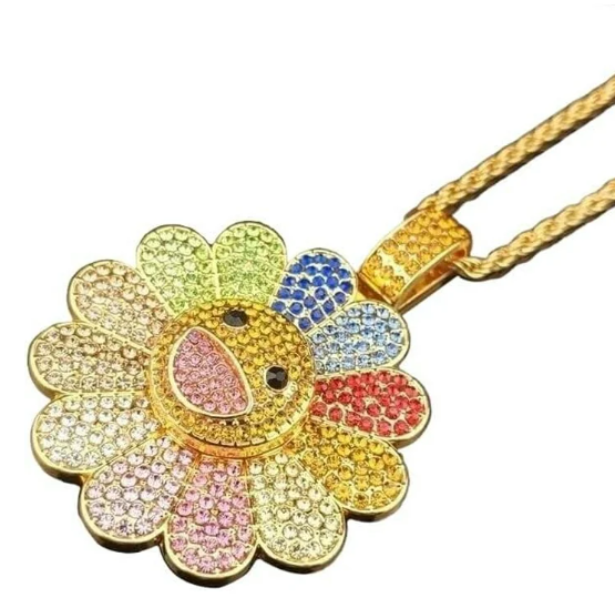 Sunflower Colorful Petal Smiley Face Necklace