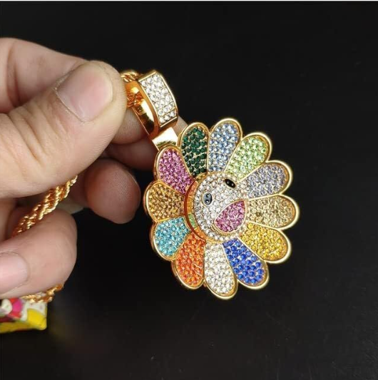 Sunflower Colorful Petal Smiley Face Necklace