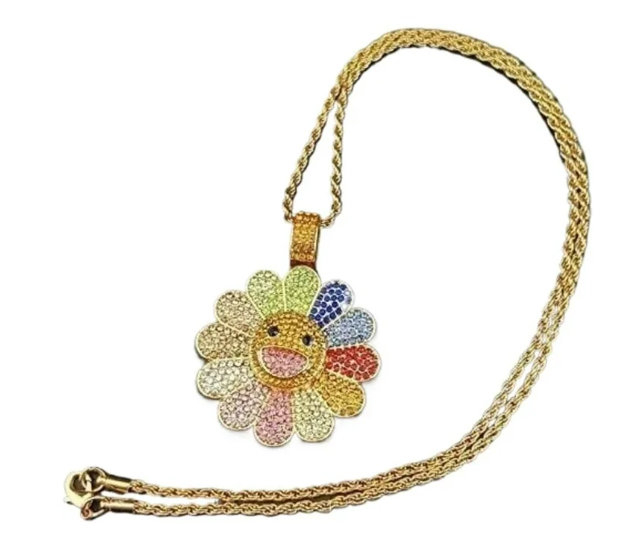 Sunflower Colorful Petal Smiley Face Necklace