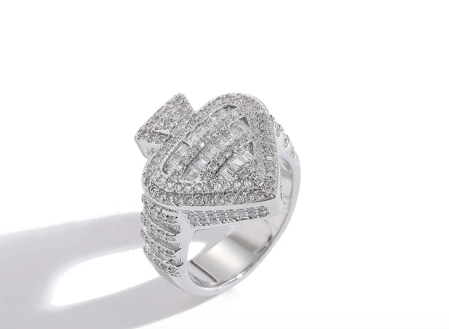 LUXIIVA® BAGUETTE ACE OF SPADES BAND RING (Ready to Ship)