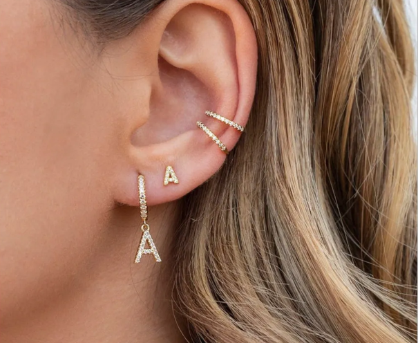 LUXIIVA® INITIAL HUGGIE HOOP EARRINGS(Ready to Ship)