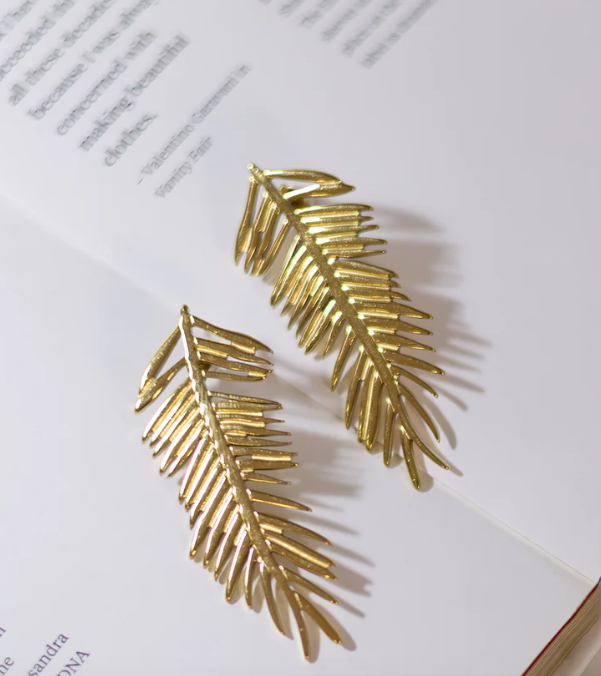 LUXIIVA® GOLD PLATED LONG LEAVES EARRINGS(Ready to Ship)