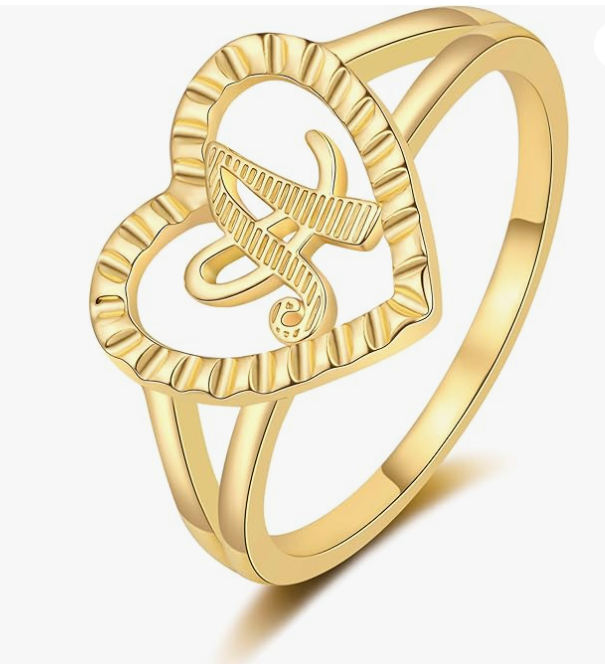 LUXIIVA® VINTAGE HEART INITIAL RING(Ready to Ship)