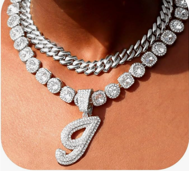 LUXIIVA® 2 PCS CUBAN LINK SET WITH INITIAL(Ready to Ship)-$27.5/Count