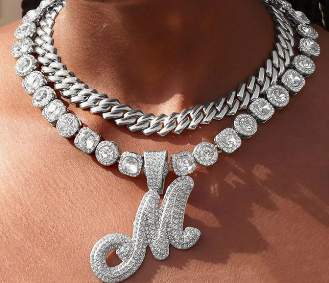 LUXIIVA® 2 PCS CUBAN LINK SET WITH INITIAL(Ready to Ship)-$27.5/Count