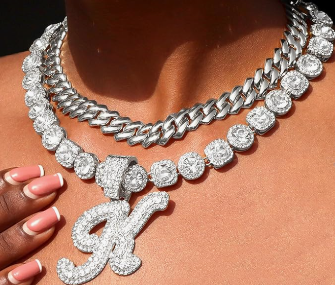 LUXIIVA® 2 PCS CUBAN LINK SET WITH INITIAL(Ready to Ship)-$27.5/Count