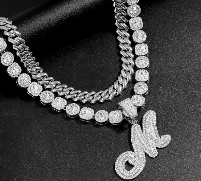 LUXIIVA® 2 PCS CUBAN LINK SET WITH INITIAL(Ready to Ship)-$27.5/Count