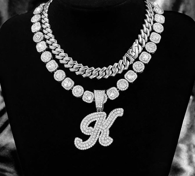 LUXIIVA® 2 PCS CUBAN LINK SET WITH INITIAL(Ready to Ship)-$27.5/Count