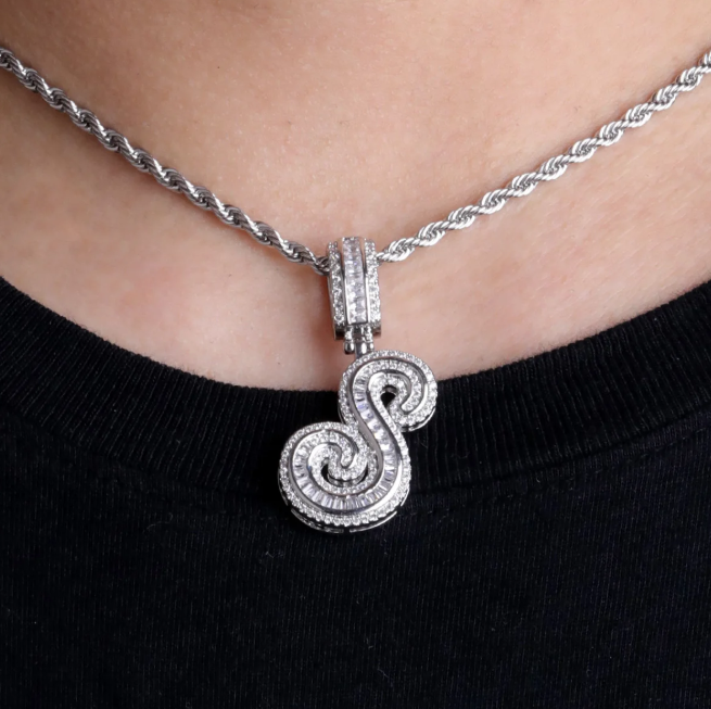 LUXIIVA® CURSIVE BAGUETTE INITIAL NECKLACE(Ready to Ship)