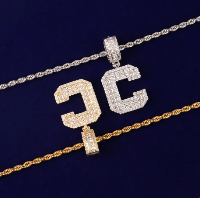 LUXIIVA® INITIAL BAGUETTE PENDANT SOLID LETTER(Ready to Ship)