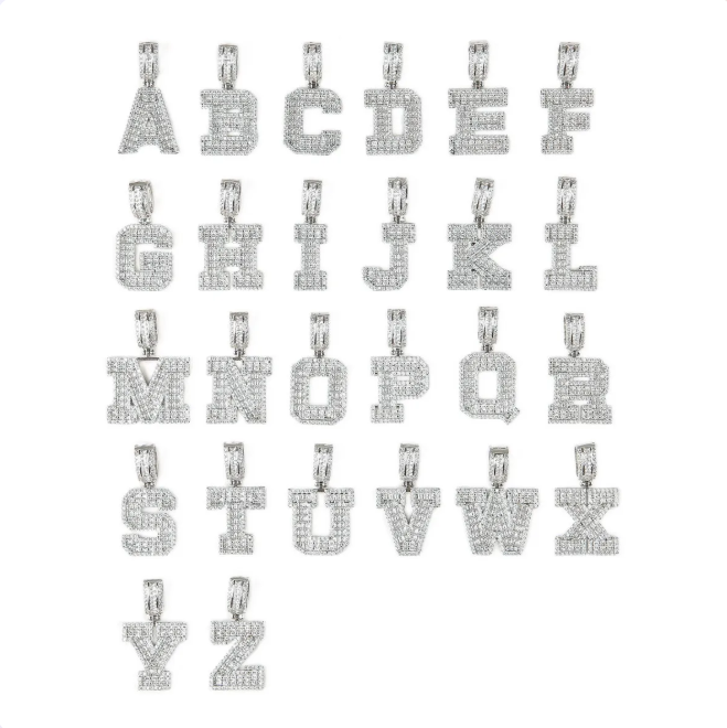 LUXIIVA® INITIAL BAGUETTE PENDANT SOLID LETTER(Ready to Ship)