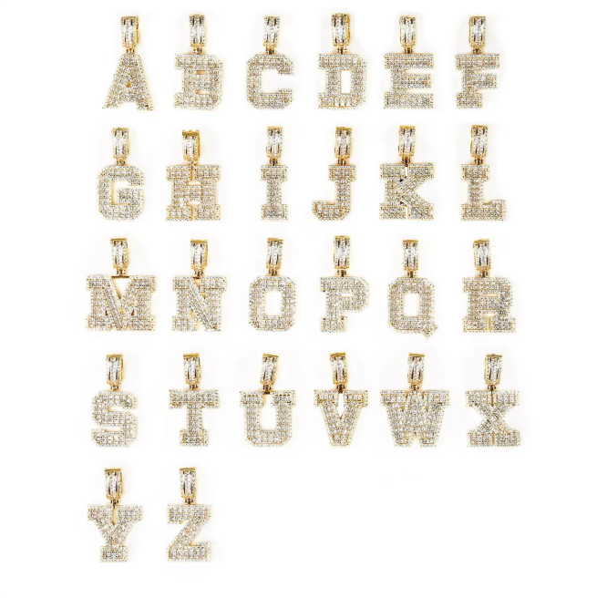 LUXIIVA® INITIAL BAGUETTE PENDANT SOLID LETTER(Ready to Ship)