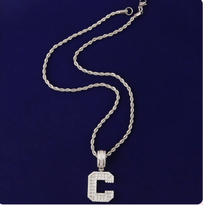 LUXIIVA® INITIAL BAGUETTE PENDANT SOLID LETTER(Ready to Ship)