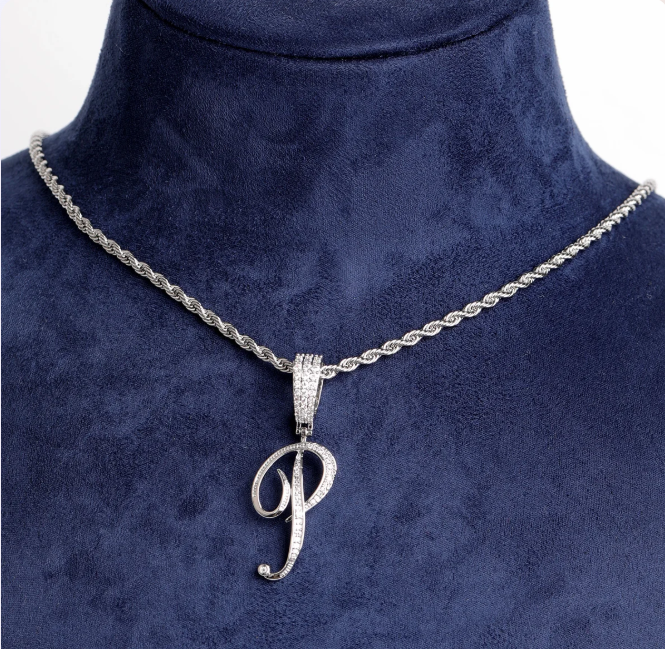 LUXIIVA® WOMEN INITIAL CURSIVE HIP HOP PENDANT(Ready to Ship)