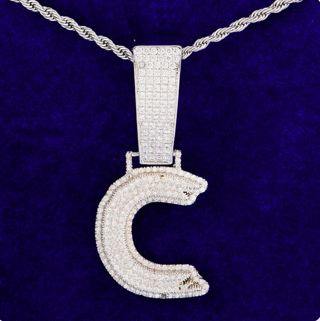 LUXIIVA® ICED OUT INITIAL SINGLE LETTER PENDANT(Ready to Ship)