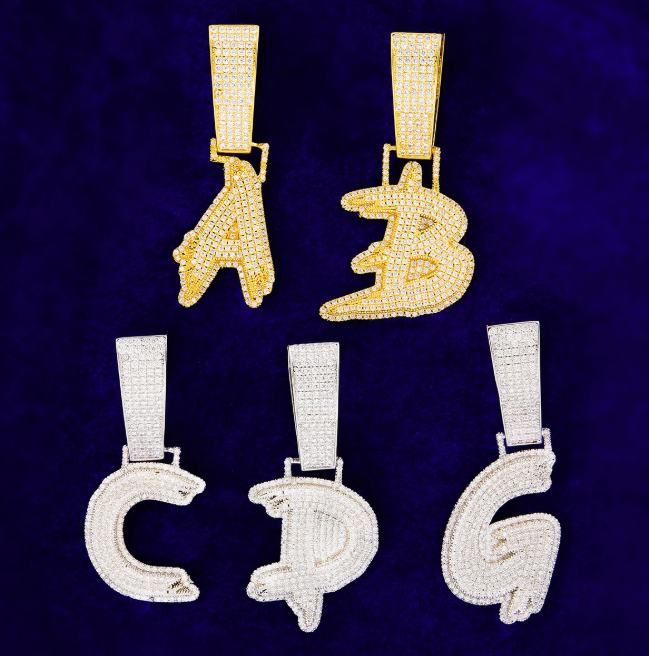 LUXIIVA® ICED OUT INITIAL SINGLE LETTER PENDANT(Ready to Ship)
