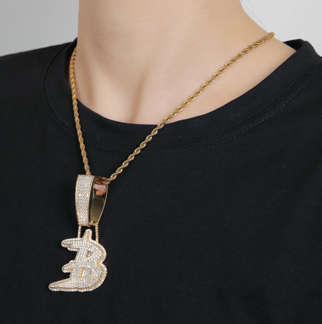 LUXIIVA® ICED OUT INITIAL SINGLE LETTER PENDANT(Ready to Ship)